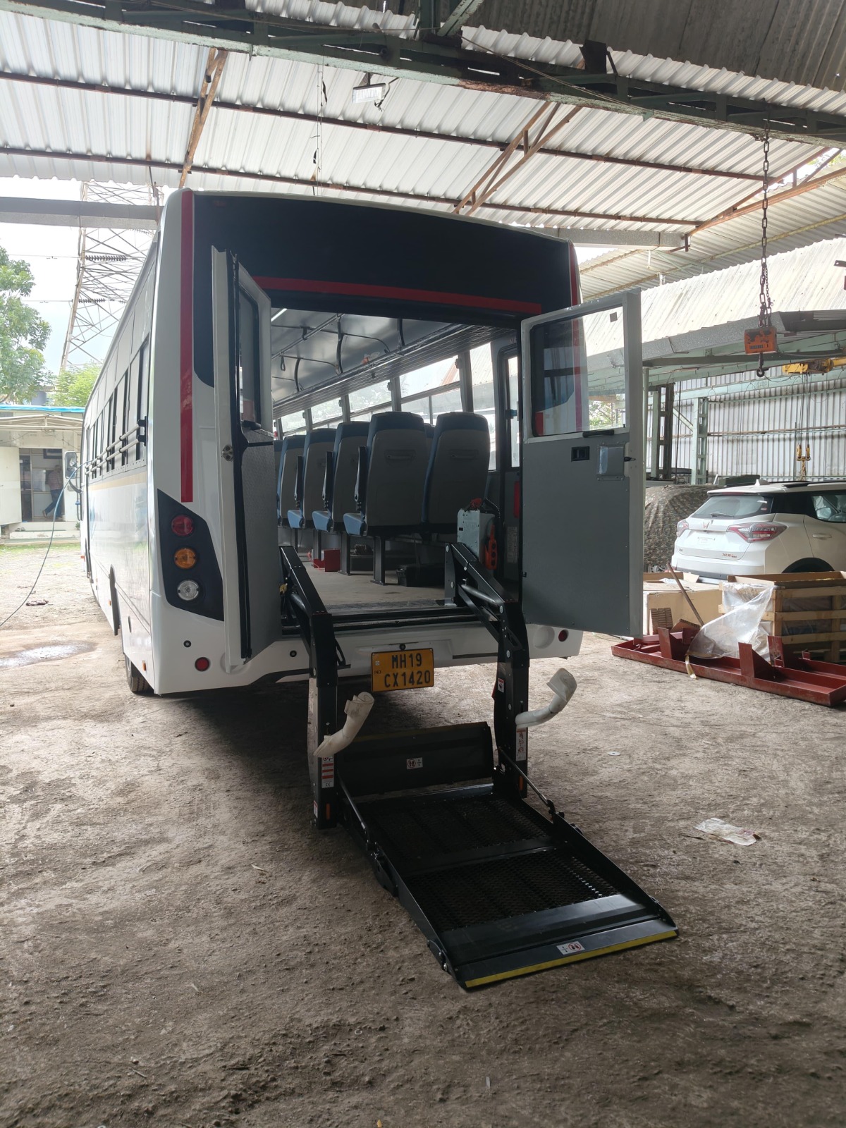 Accessible bus with wheelchair lift
